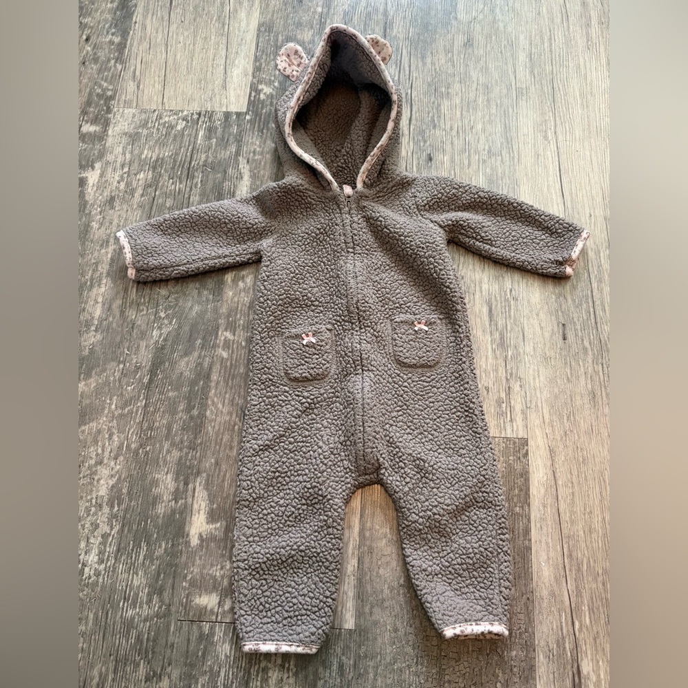 Carter's Gray Sherpa Hooded suit